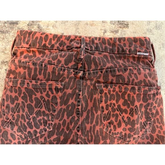 MOTHER Looker High-Rise Leopard Ankle Fray Skinny Jeans in Animal Attraction Siz - Picture 11 of 12